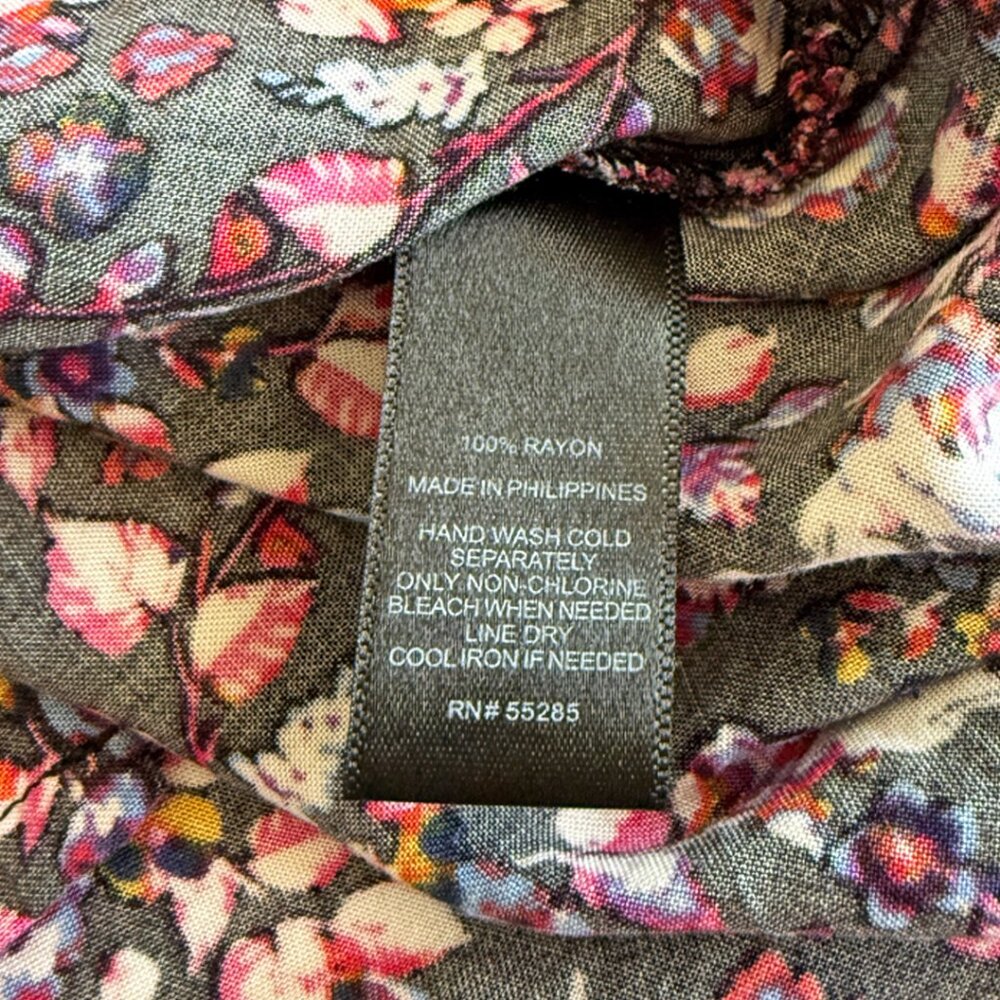 Express Black Floral Smocked Top Mini Dress, Size Large - Picture 7 of 8